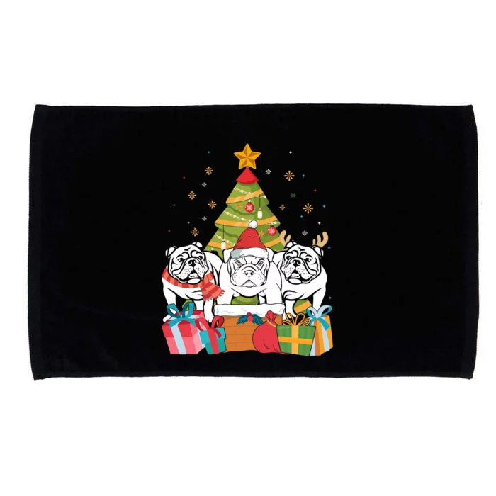 Christmas Gift Cute English Bulldog Dog Xmas Tree Gift Microfiber Hand Towel