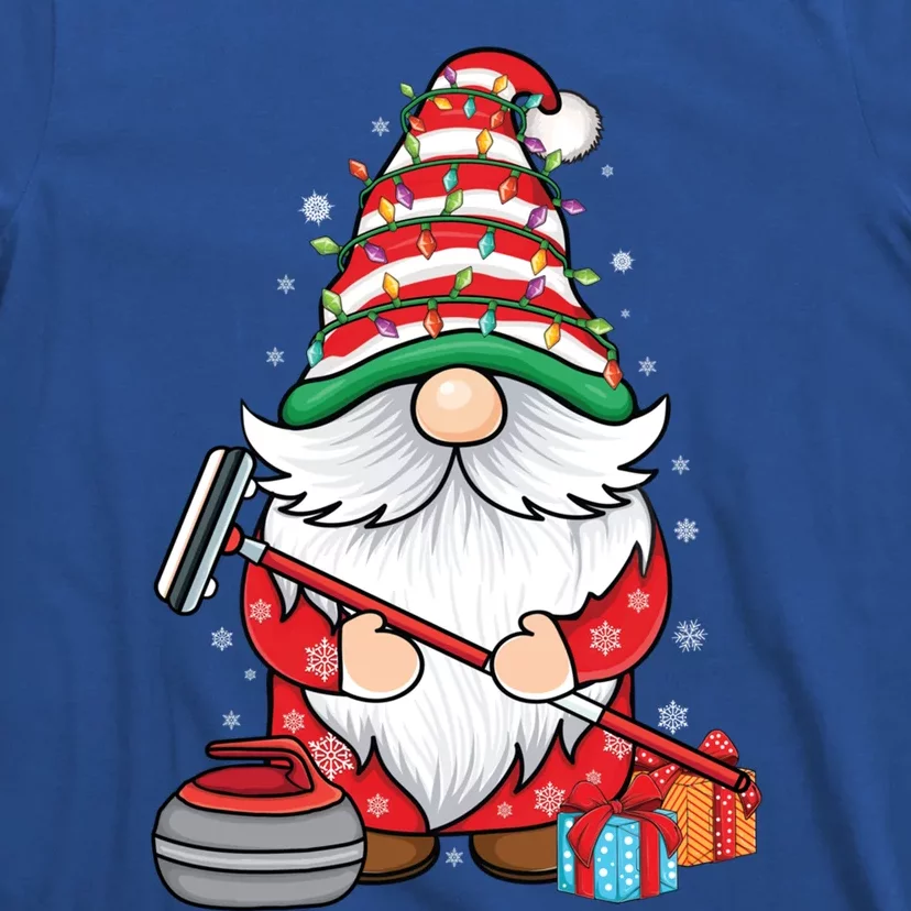 Curling Gnome Curling Player Curling Broom Christmas Curling Gift T-Shirt