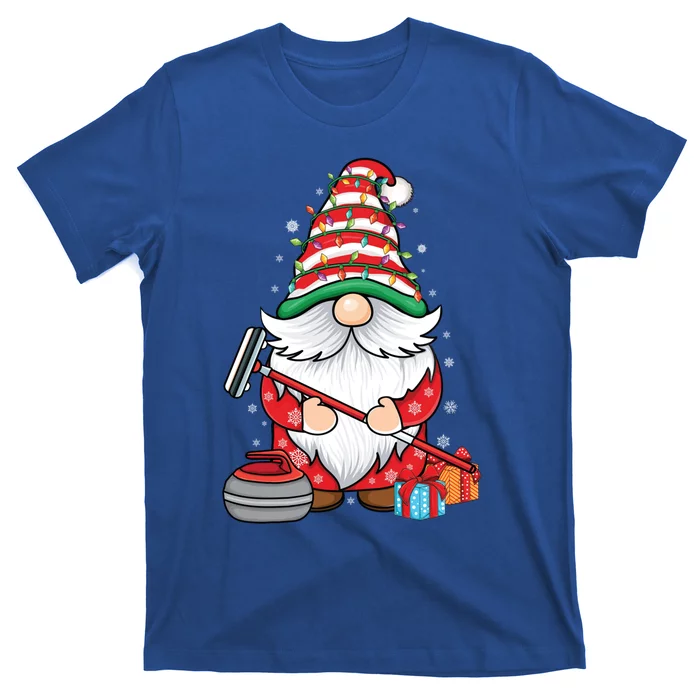 Curling Gnome Curling Player Curling Broom Christmas Curling Gift T-Shirt