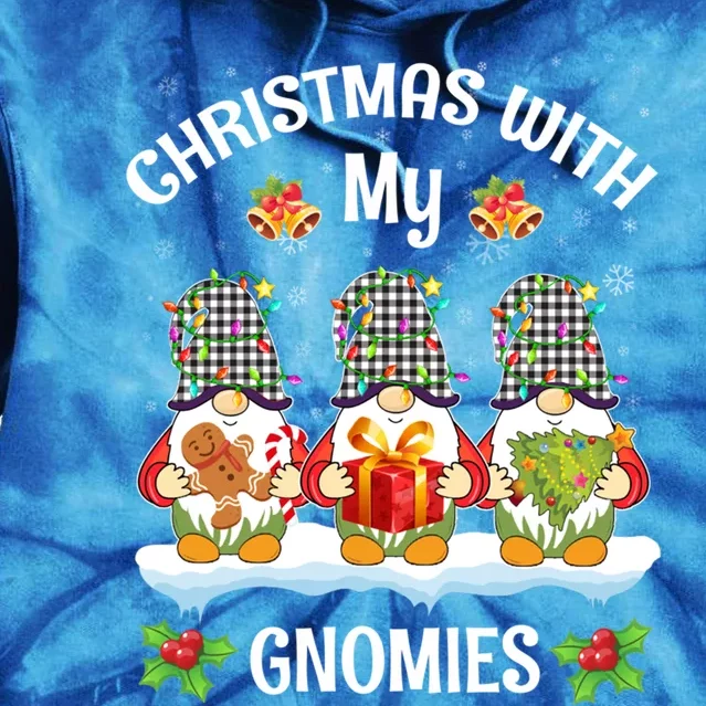 Cute Gnome Christmas Funny Holiday Christmas With My Gnomies Gift Tie Dye Hoodie