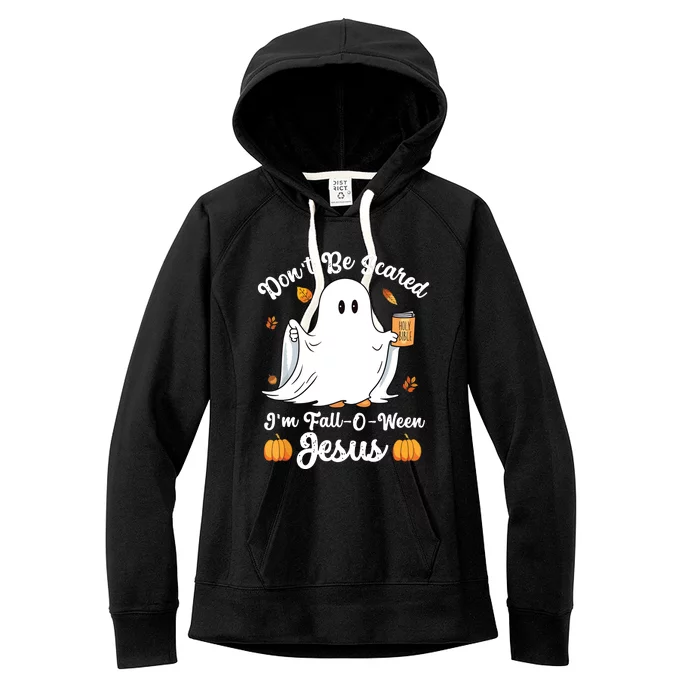 Cute Ghost Christian Halloween Falloween Jesus Pumpkin Women's Fleece Hoodie