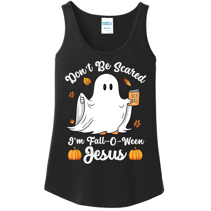 Cute Ghost Christian Halloween Falloween Jesus Pumpkin Ladies Essential Tank