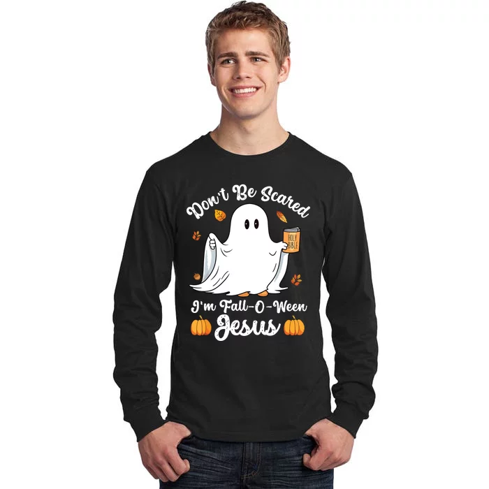 Cute Ghost Christian Halloween Falloween Jesus Pumpkin Tall Long Sleeve T-Shirt