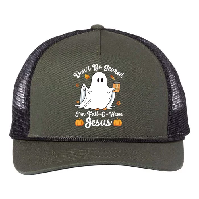 Cute Ghost Christian Halloween Falloween Jesus Pumpkin Retro Rope Trucker Hat Cap