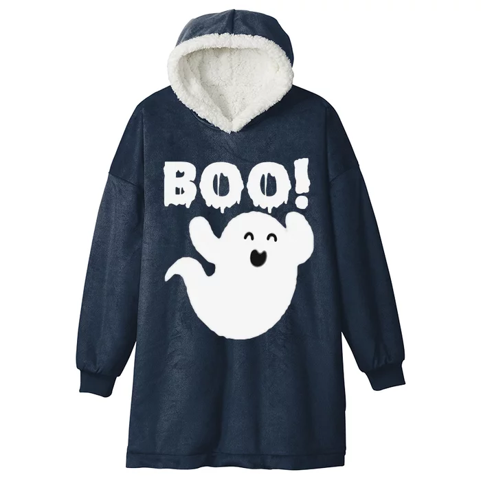 Cute Ghost Cool Funny Ghost Boo Halloween Hooded Wearable Blanket