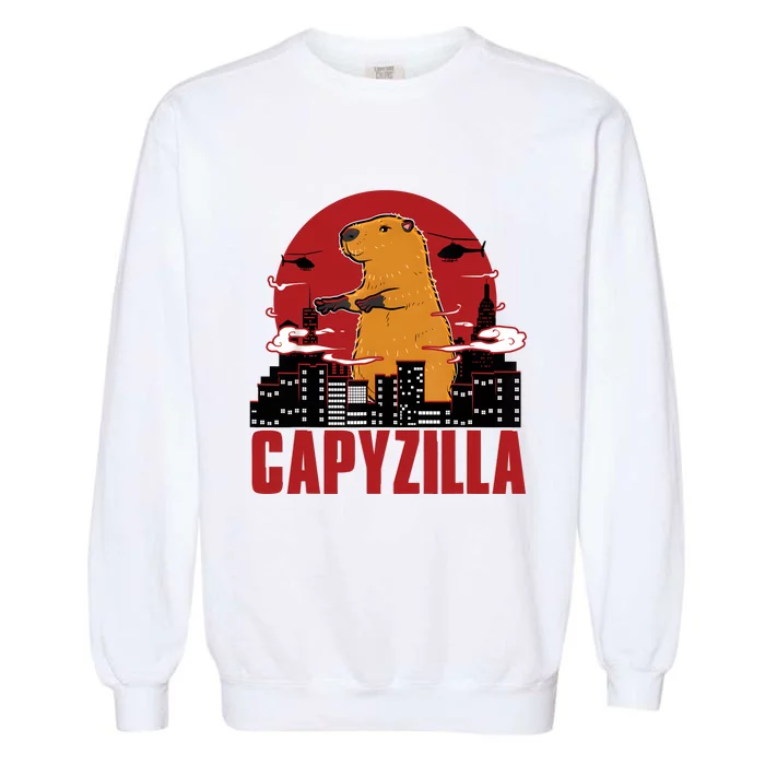 Capybara Gifts Capyzilla Funny And Lovely Animal Humor Parody Garment-Dyed Sweatshirt