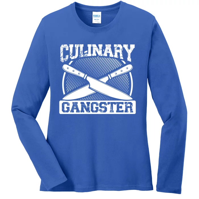 Culinary Gangster Culinary School Cooking Funny Chef Cool Gift Ladies Long Sleeve Shirt