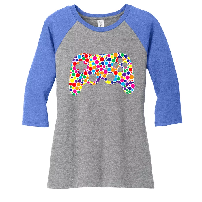 Colorful Game Controller Happy International Dot Women's Tri-Blend 3/4-Sleeve Raglan Shirt