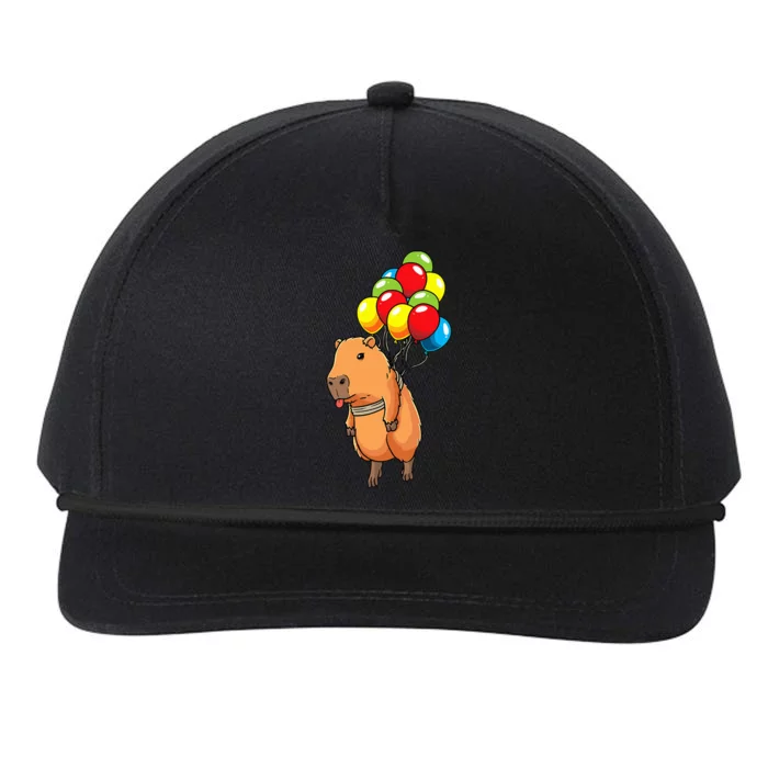 Capybara Giant Cavy Rodent With Balloons Capybara Snapback Five-Panel Rope Hat