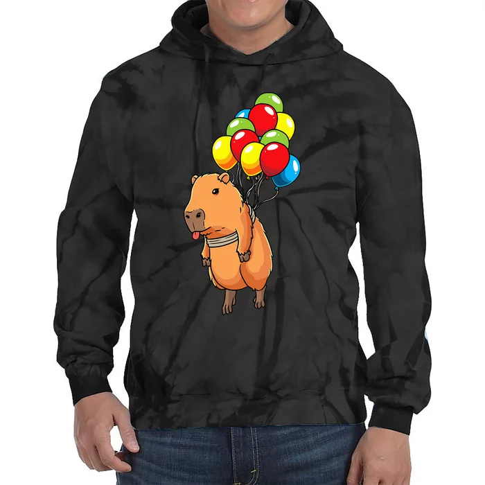 Capybara Giant Cavy Rodent With Balloons Capybara Tie Dye Hoodie