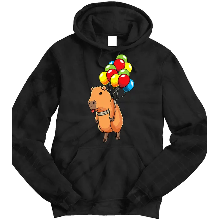 Capybara Giant Cavy Rodent With Balloons Capybara Tie Dye Hoodie