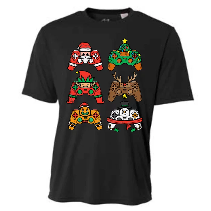 Christmas Gamer Controller Xmas Gaming Cooling Performance Crew T-Shirt