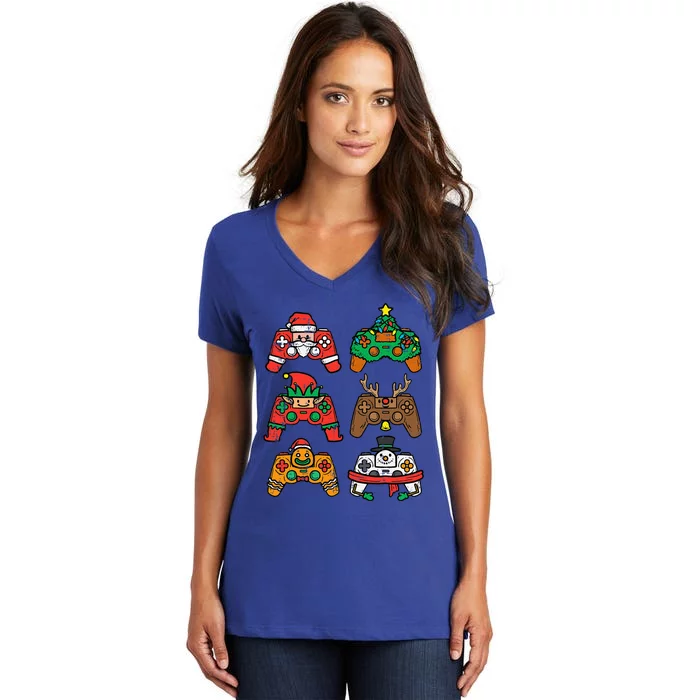 Christmas Gamer Controller Xmas Gaming Women's V-Neck T-Shirt