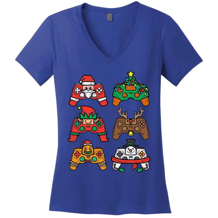 Christmas Gamer Controller Xmas Gaming Women's V-Neck T-Shirt