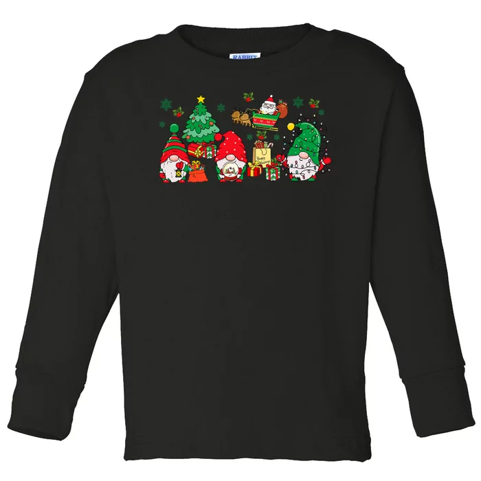 Cute Gnomes Christmas Santa Claus Gnome Xmas Family Matching Toddler Long Sleeve Shirt