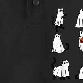 Cute Ghost Cat Funny Halloween Outfit Costumes Black Cat Dry Zone Grid Performance Polo