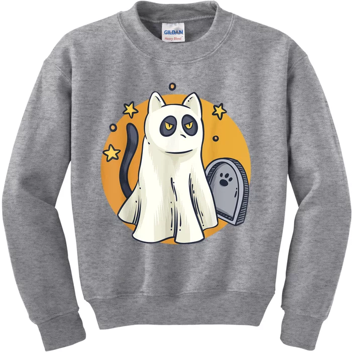 Cute Ghost Cat Funny Halloween Outfit Costumes Black Cat Kids Sweatshirt