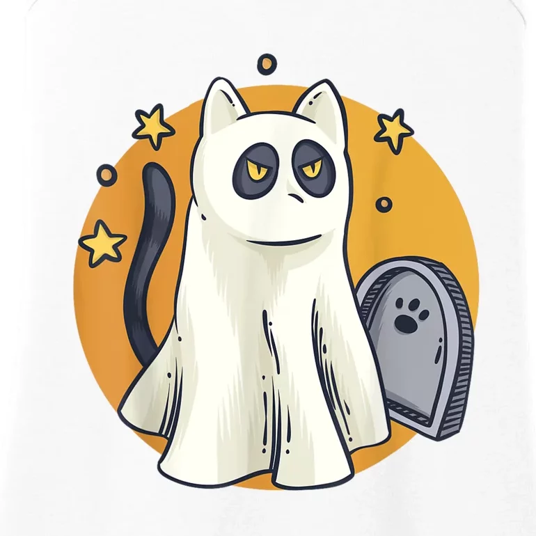 Cute Ghost Cat Funny Halloween Outfit Costumes Black Cat Ladies Essential Tank