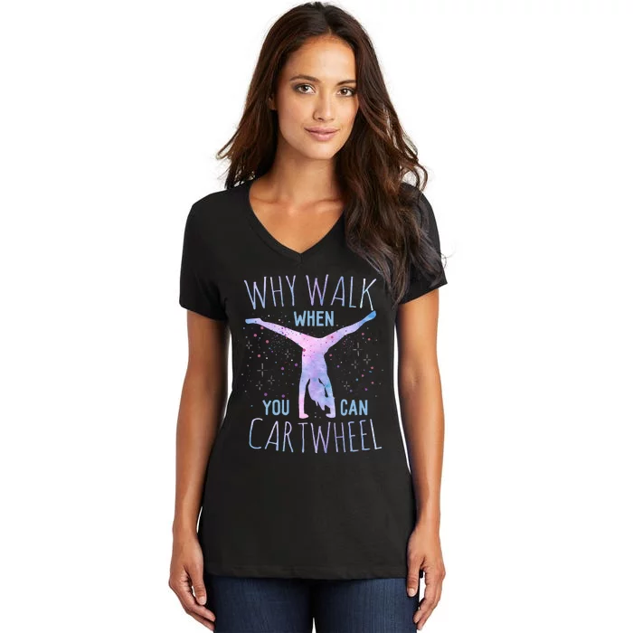 Cartwheel Gymnast Women's V-Neck T-Shirt