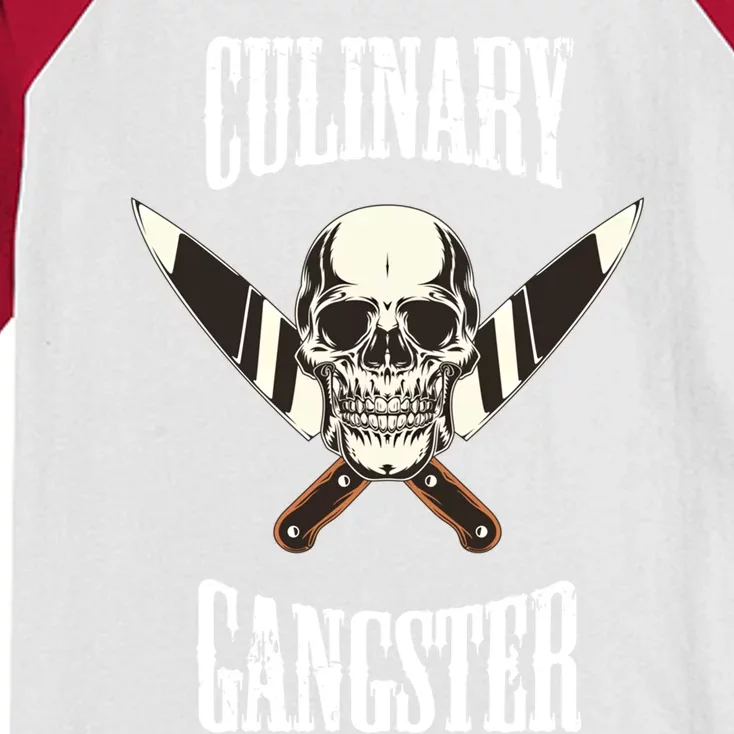 Culinary Gangster Chef Cook Kitchen Baker Food Preparation Funny Gift Kids Colorblock Raglan Jersey