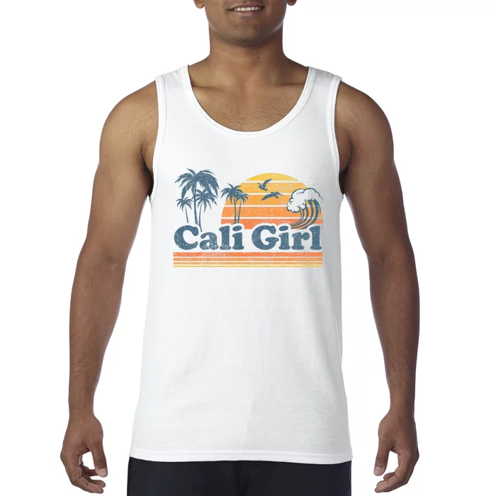 Cali Girl California Beach Summer Vacation Vintage 70s Retro Tank Top