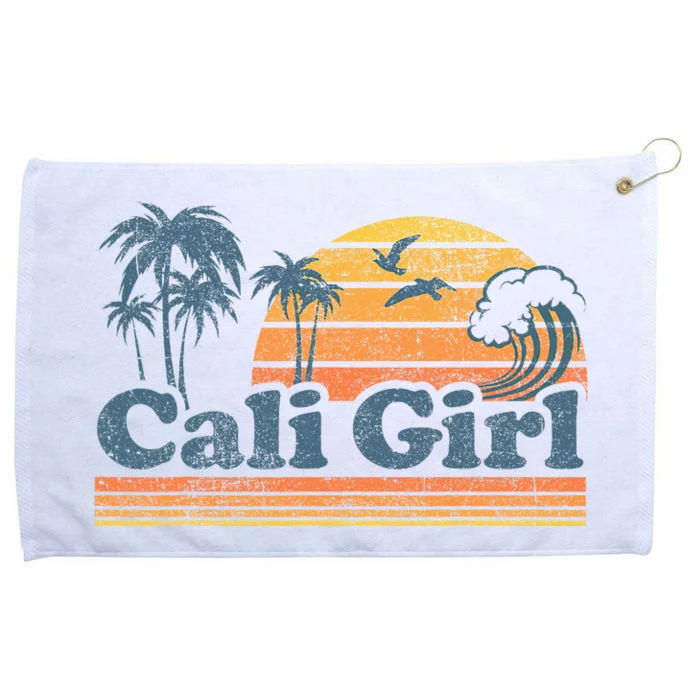 Cali Girl California Beach Summer Vacation Vintage 70s Retro Grommeted Golf Towel