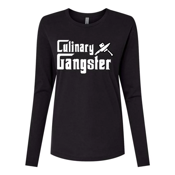 Culinary Gangster Cool Chef Cutlery Gift Hooded Gift Womens Cotton Relaxed Long Sleeve T-Shirt