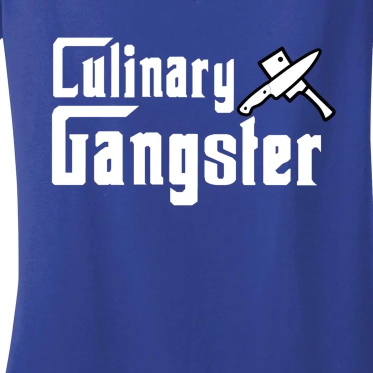 Culinary Gangster Cool Chef Cutlery Gift Hooded Gift Women's V-Neck T-Shirt