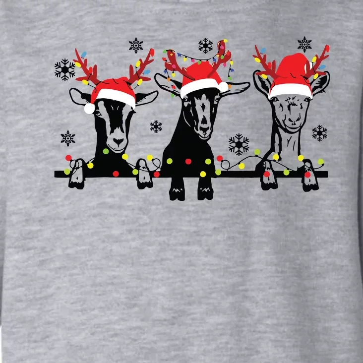 Cute Goats Christmas Lights Funny Farm Animal Christmas Toddler Hoodie