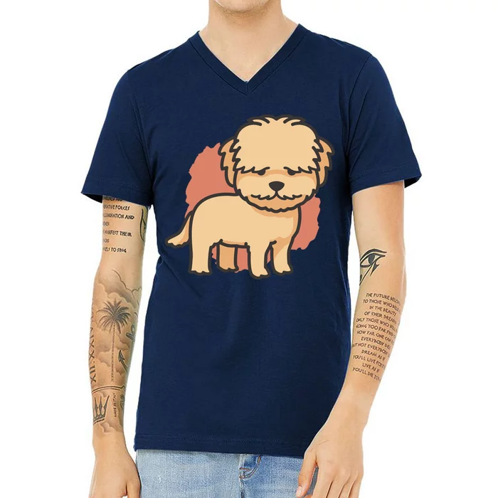 Cute Goldendoodle Dog V-Neck T-Shirt