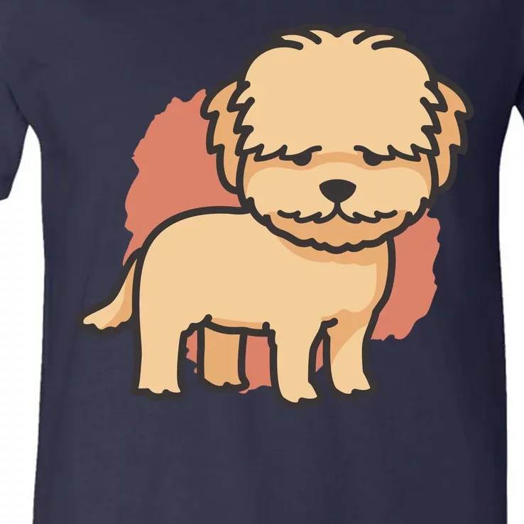 Cute Goldendoodle Dog V-Neck T-Shirt