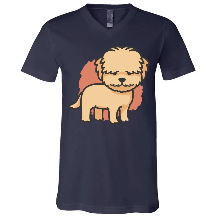 Cute Goldendoodle Dog V-Neck T-Shirt