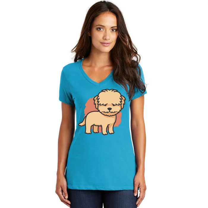 Cute Goldendoodle Dog Women's V-Neck T-Shirt