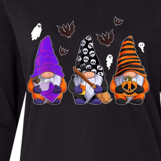 Cute Gnomes Design Thanksgiving Halloween Womens Cotton Relaxed Long Sleeve T-Shirt