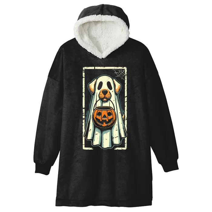 Cute Ghost Dog Halloween Funny Ghost Hooded Wearable Blanket