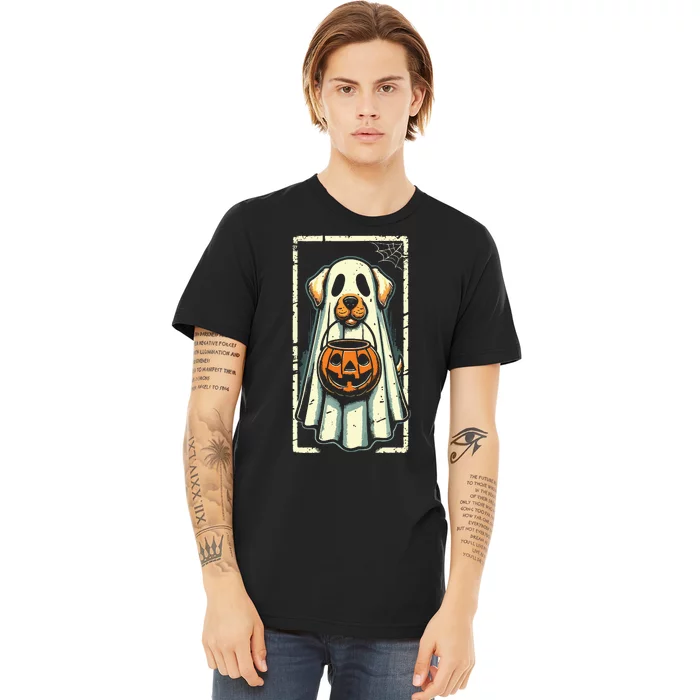 Cute Ghost Dog Halloween Funny Ghost Premium T-Shirt