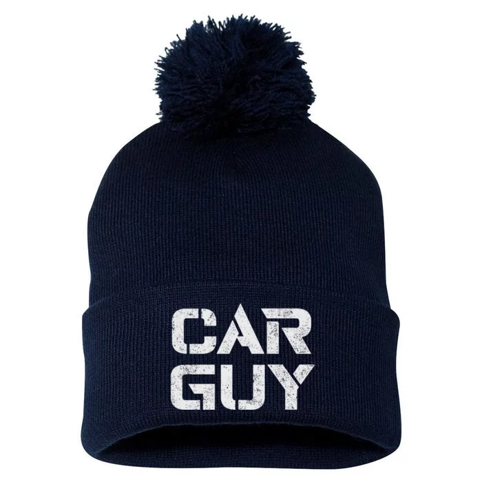 Car Guy Distressed Pom Pom 12in Knit Beanie