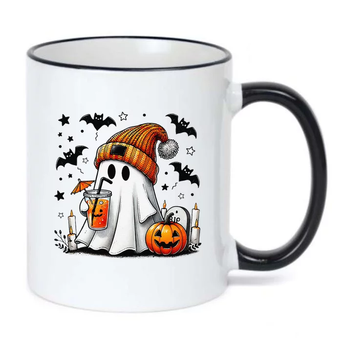 Cute Ghost Drinking Coffee Halloween Ghost Coffee Black Color Changing Mug