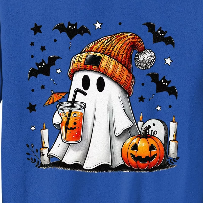 Cute Ghost Drinking Coffee Halloween Ghost Coffee Sweatshirt