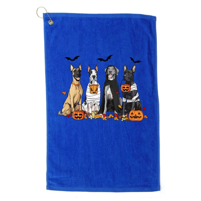 Cute Great Dane Dogs Ghost Witch Mummy Halloween Pumpkins Cute Gift Platinum Collection Golf Towel