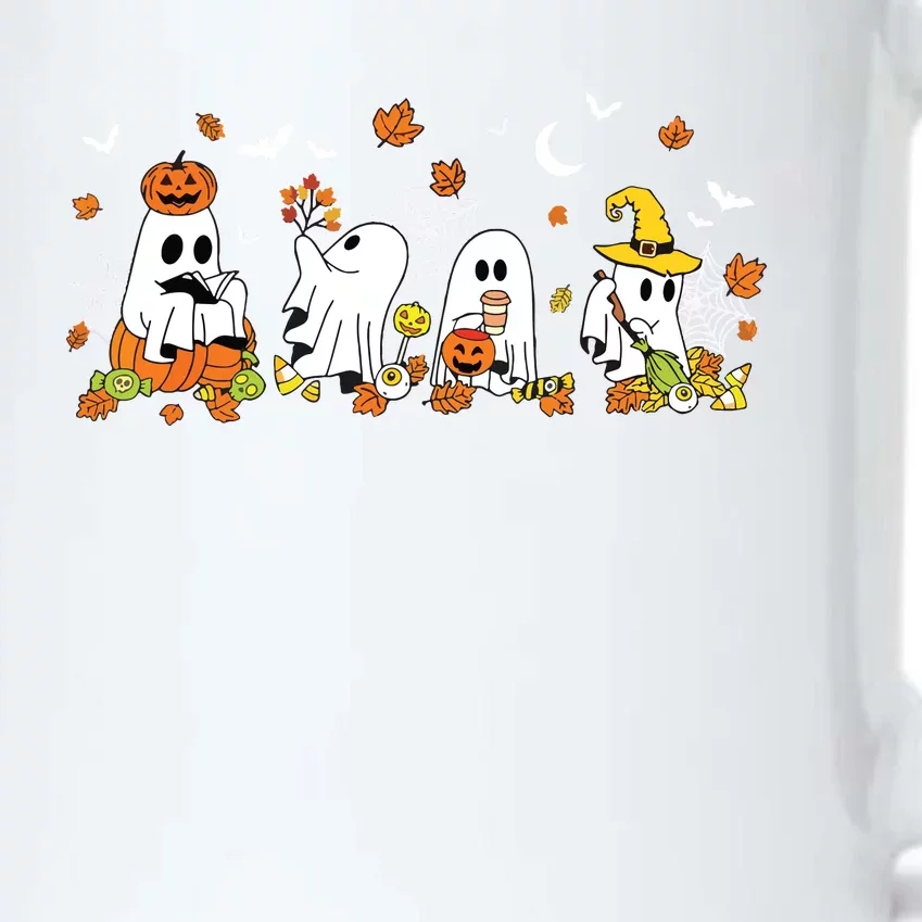 Cute Ghost Drinking Coffee Halloween Fall Ghost Book Reading Black Color Changing Mug