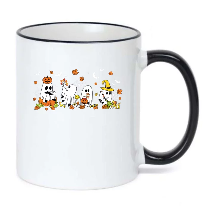 Cute Ghost Drinking Coffee Halloween Fall Ghost Book Reading Black Color Changing Mug