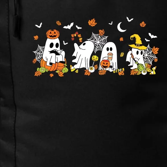 Cute Ghost Drinking Coffee Halloween Fall Ghost Book Reading Daily Commute Backpack