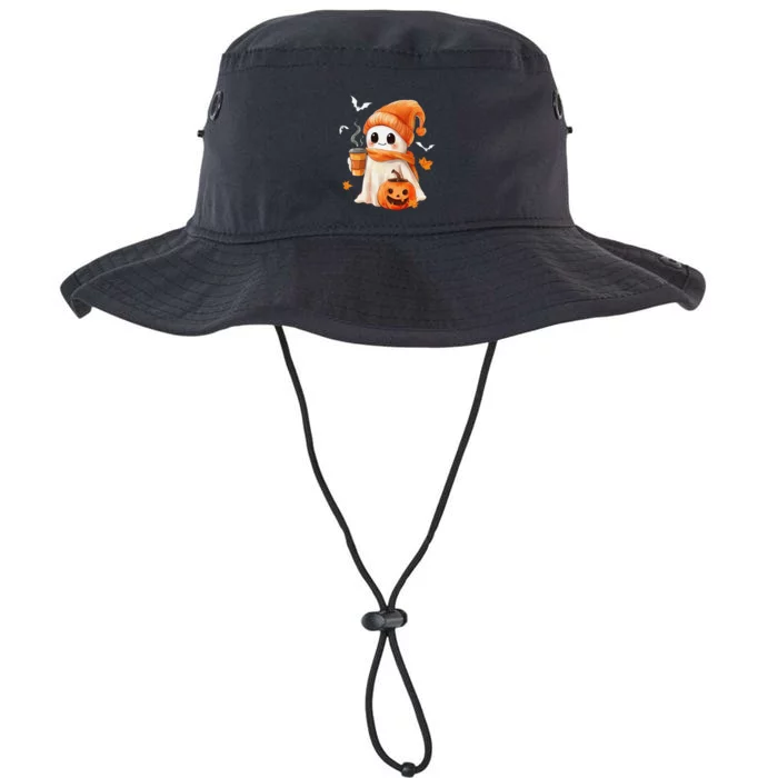 Cute Ghost Drinking Coffee Halloween Ghost Ice Coffee Legacy Cool Fit Booney Bucket Hat