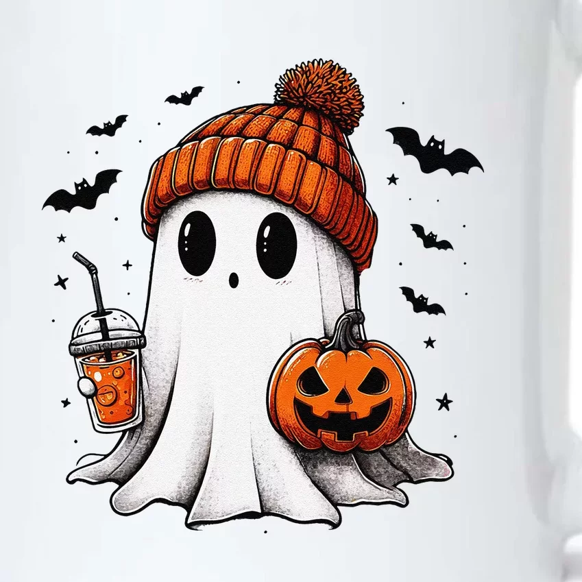 Cute Ghost Drinking Coffee Halloween Ghost Ice Coffee Black Color Changing Mug