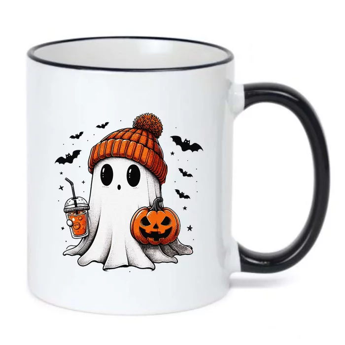 Cute Ghost Drinking Coffee Halloween Ghost Ice Coffee Black Color Changing Mug