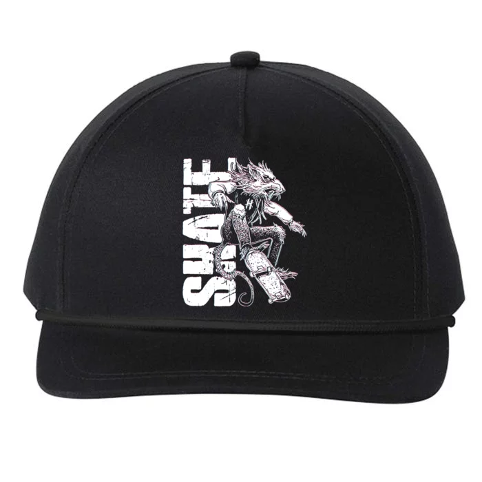 Cool Grunge Distressed Skateboarding Rat Mouse Snapback Five-Panel Rope Hat