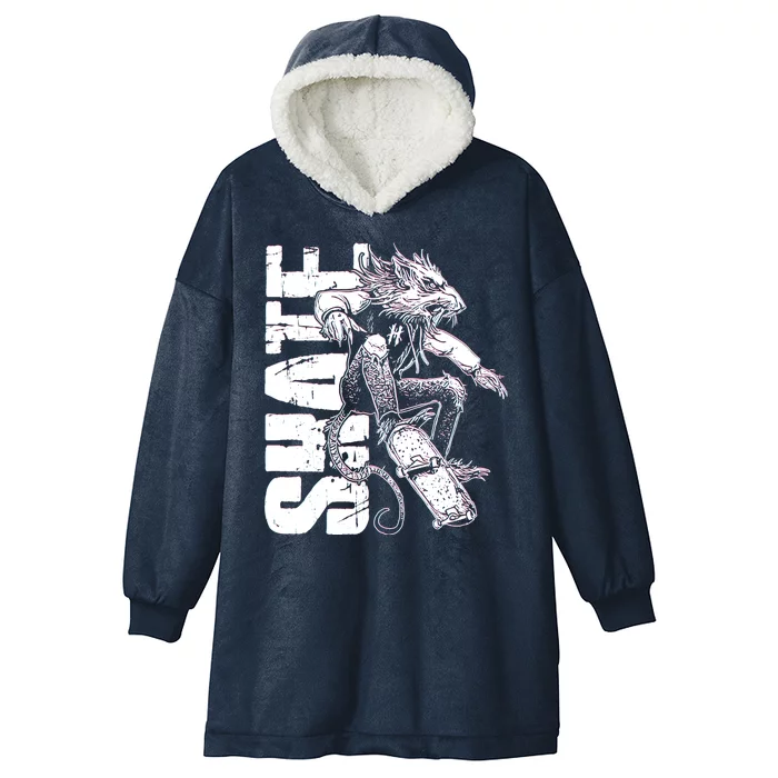 Cool Grunge Distressed Skateboarding Rat Mouse Hooded Wearable Blanket