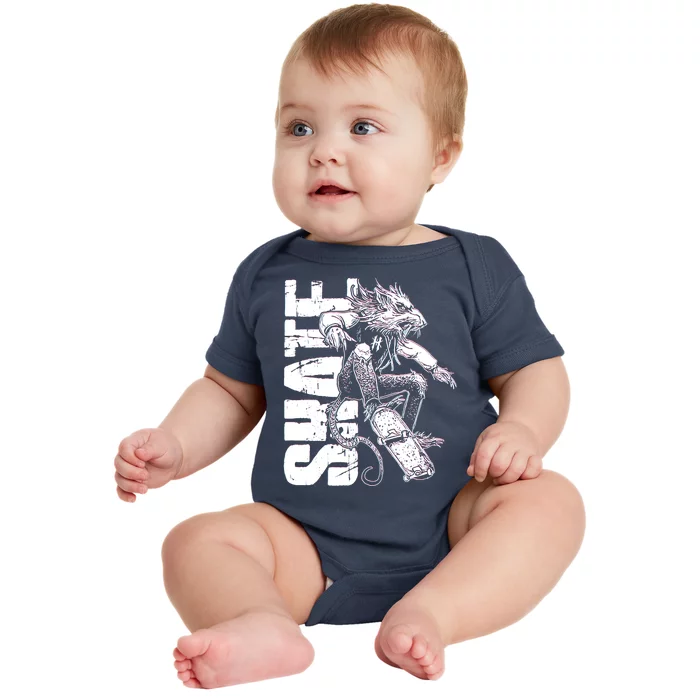 Cool Grunge Distressed Skateboarding Rat Mouse Baby Bodysuit