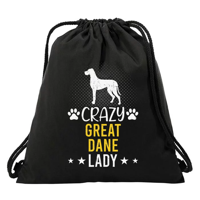 Crazy Great Dane Lady Dog Lover Drawstring Bag